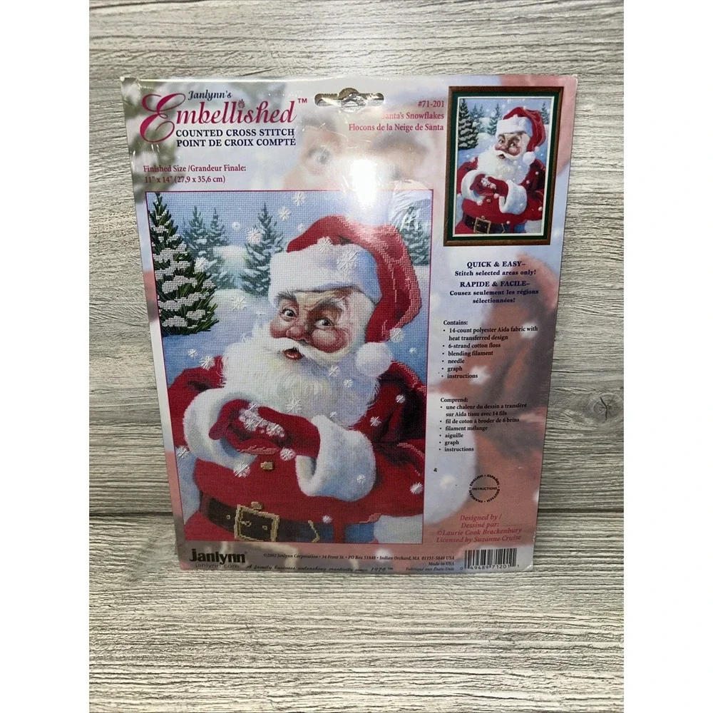 New JANLYNN's Embellished Cross Stitch Kit SANTA'S SNOWFLAKES  71-201 (E4)